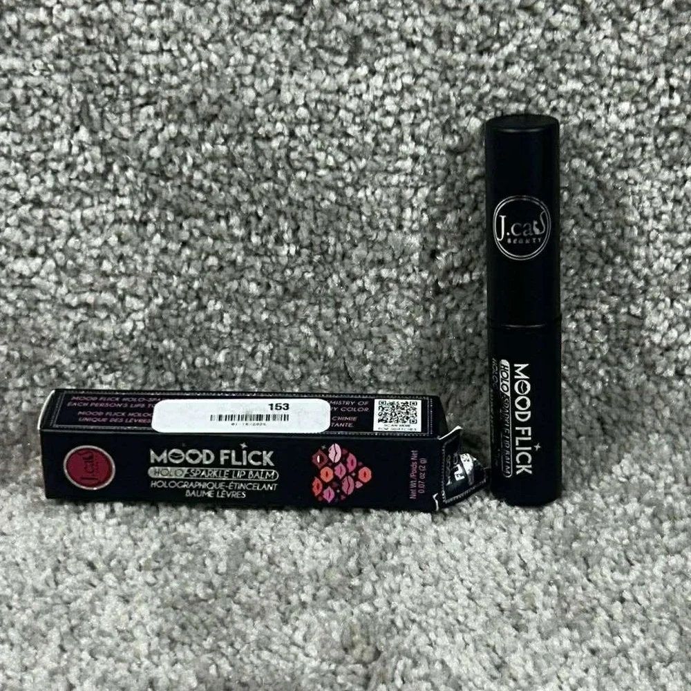 J.Cat Beauty Mood Flick Lip Balm Wishy Washy Holo‎ Sparkle Pink 0.07oz
